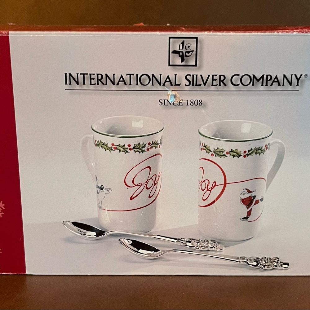 International Silver Company Holiday Mugs with Spoons